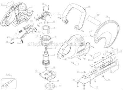 Page A Diagram and Parts List for HT2000 Type 1 Black and Decker Hedge Trimmer